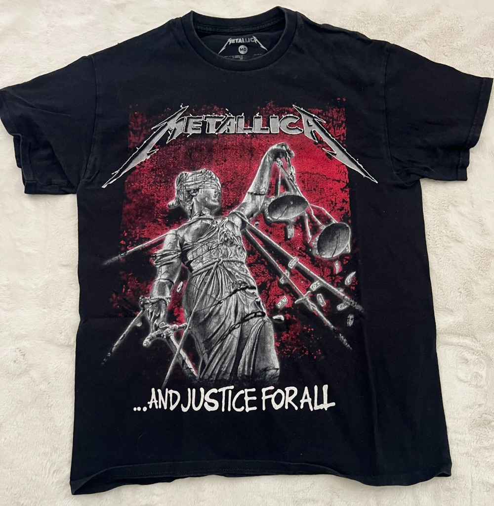 Metallica And Justice For All Mens Medium Black Graphic Band T Shirt